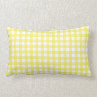 Yellow and White Gingham Design Lumbar Cushion