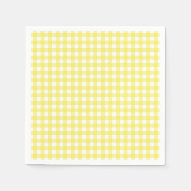 Yellow and White Gingham Design Napkin (Front)