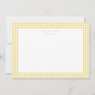 Yellow and white gingham gender neutral  thank you card