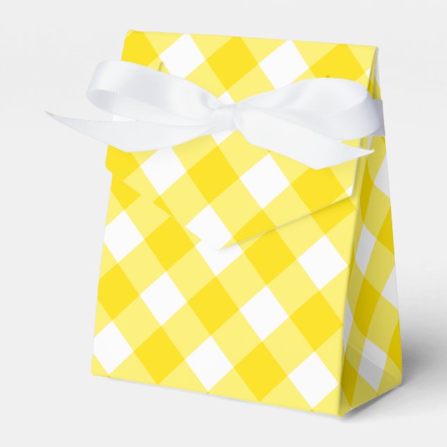 Yellow and White Gingham Pattern Favour Box (Front Side)