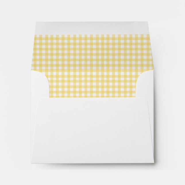 Yellow and white gingham return address Envelope (Back (Bottom))