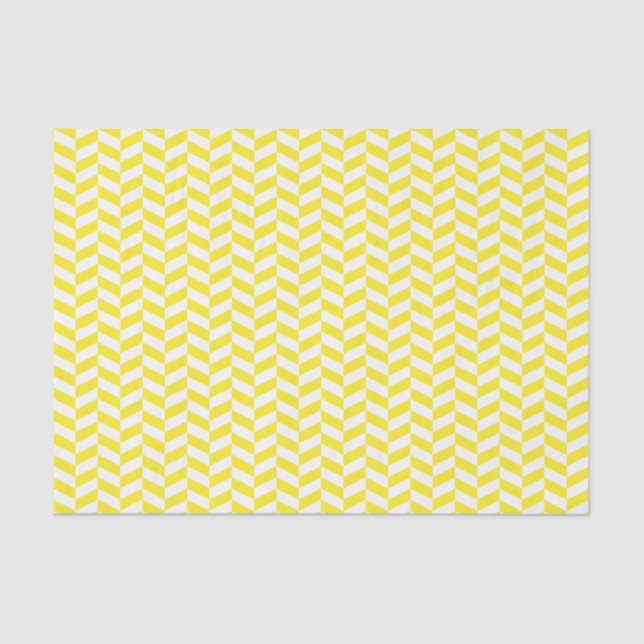 Yellow and White Herringbone Tissue Paper (Front)