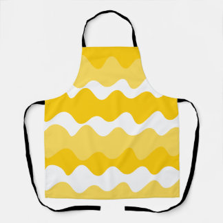 Yellow and white horizontal wavy pattern  apron