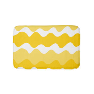 Yellow and white horizontal wavy pattern  bath mat
