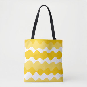 Yellow and white horizontal wavy pattern  tote bag