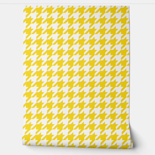 Yellow and White Houndstooth Check Wallpaper (Unrolling)
