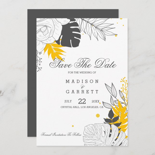 Yellow And White Leaves  Invitation (Front/Back)