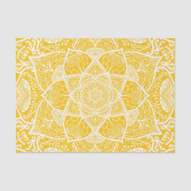 Yellow and White Mandala - Loergann in Honey Tissue Paper (Front)