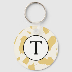 Yellow and White Monogram Initial Keychain