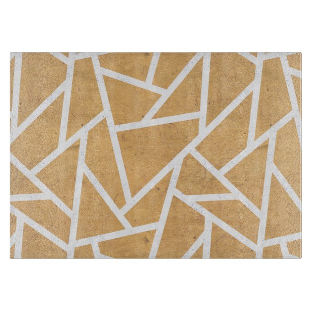 Yellow and white mosaic pattern cutting board (Front)