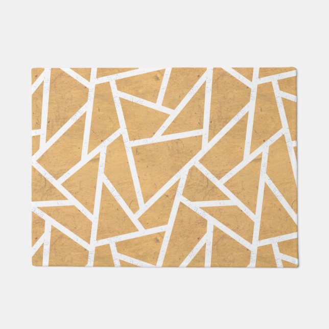 Yellow and white mosaic pattern doormat (Front)
