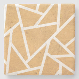 Yellow and white mosaic pattern stone coaster