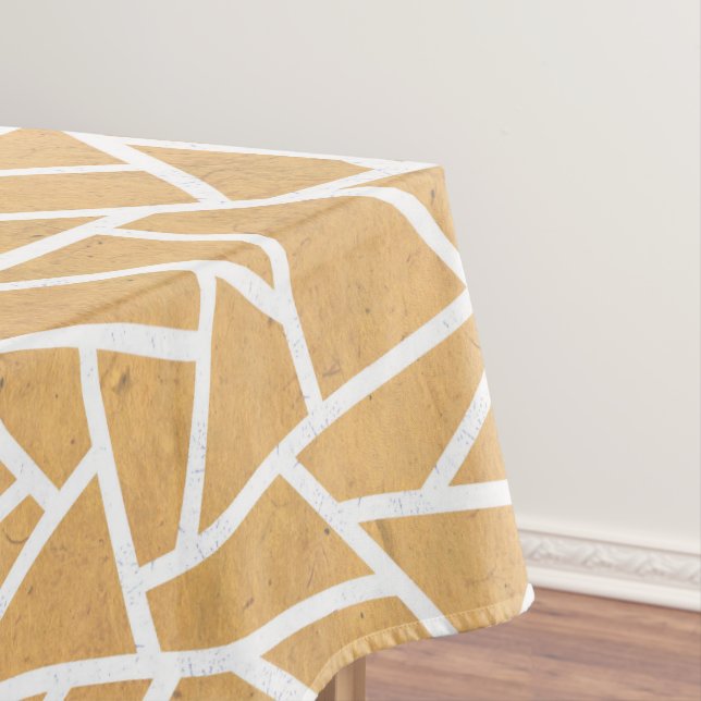 Yellow and white mosaic pattern tablecloth (In Situ)