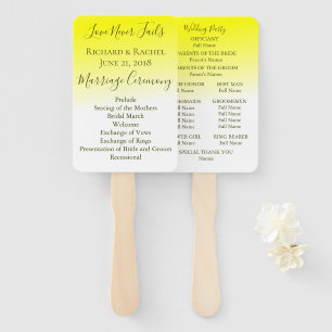 Yellow and White Ombre Wedding Program Hand Fan