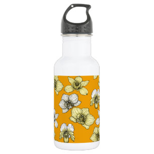 Yellow and white orchid flowers 532 ml water bottle