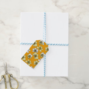 Yellow and white orchid flowers gift tags