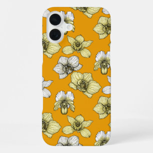 Yellow and white orchid flowers iPhone 16 plus case
