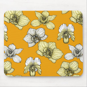 Yellow and white orchid flowers mouse pad