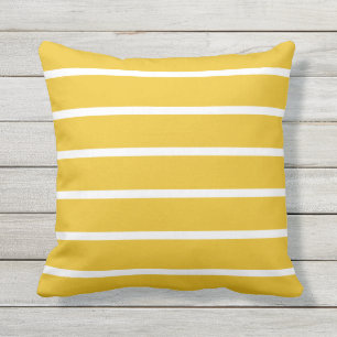 Yellow and White Patio Outdoor Pillow