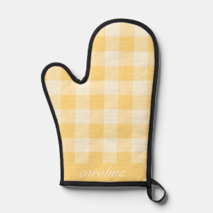 Yellow and White Plaid paOven Mitt and Pot Holders