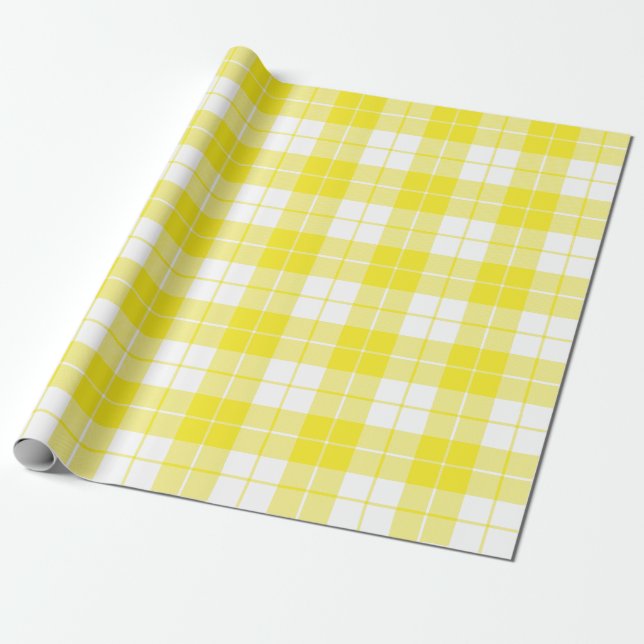 Yellow and White Plaid Pattern |Large| Wrapping Paper (Unrolled)