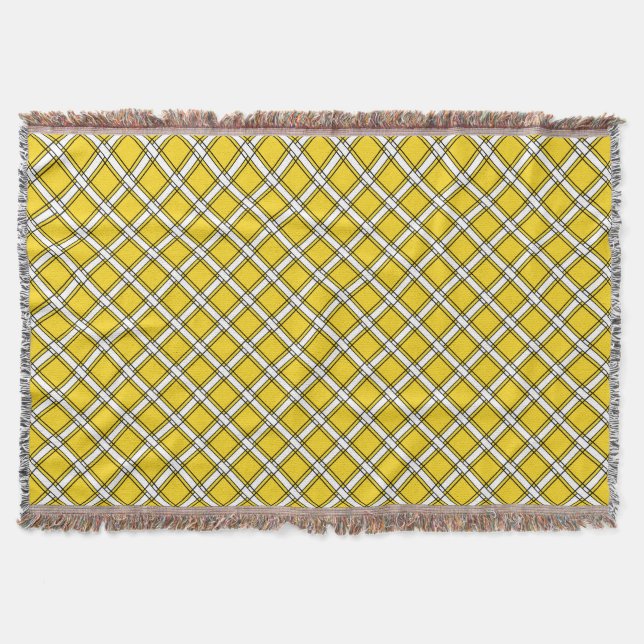 Yellow and white plaid plaid pattern  throw blanket (Front)