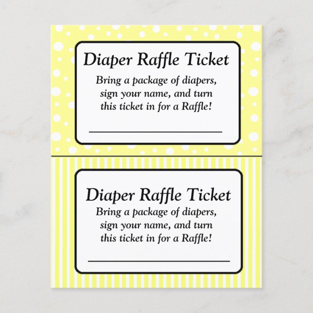 Yellow and White Polka  Baby Shower Raffle Ticket (Front)