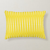 Yellow and White Polka Dot Accent Pillow