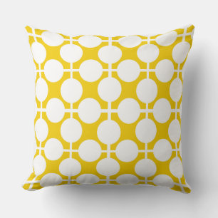 Yellow and white polka dot and check pattern is fa cushion