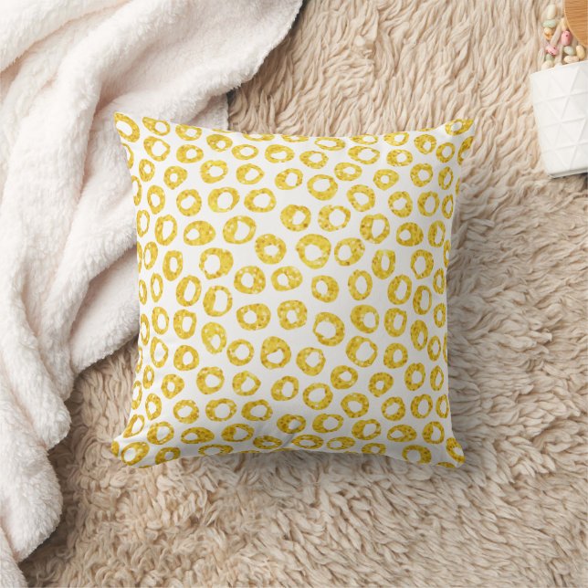 Yellow and White Polka Dot Cushion (Blanket)