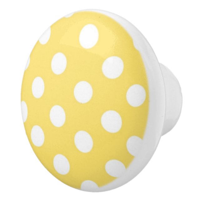 Yellow and white Polka dot pattern Ceramic Knob (Right)