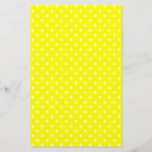 Yellow and White Polka Dot Pattern Stationery