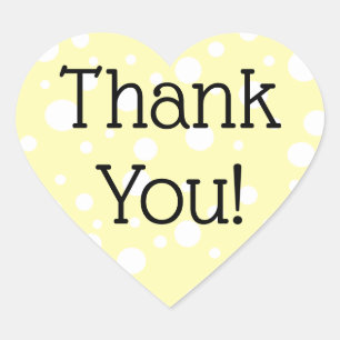 Yellow and White Polka Dot Thank You Stickers