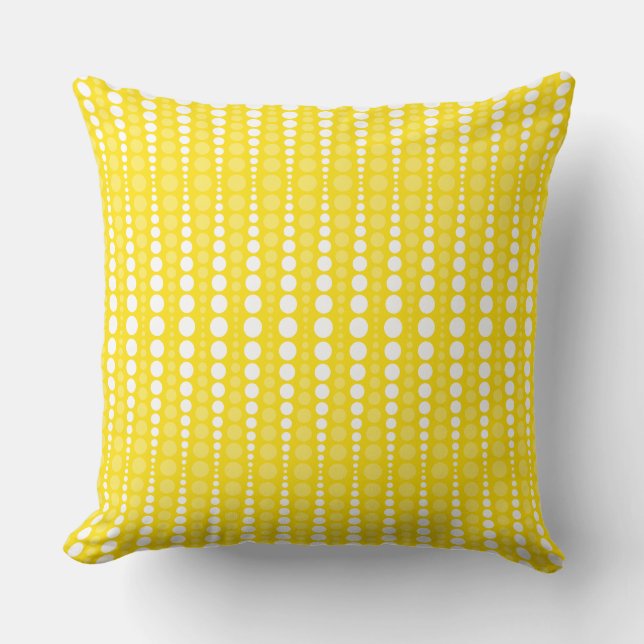 Yellow and White Polka dot Throw Pillow (Front)