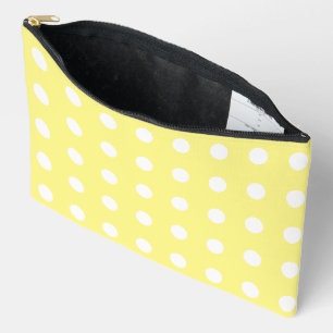 Yellow and White Polka Dots Accessory Pouch