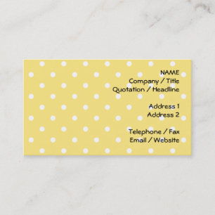 Yellow and White Polka Dots Pattern. Business Card