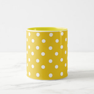 YELLOW AND WHITE POLKA DOTS Two-Tone COFFEE MUG