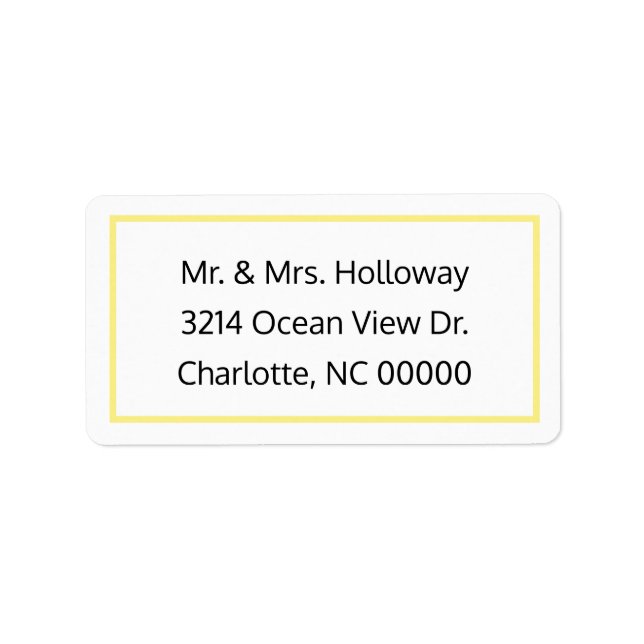 Yellow and White RSVP Address Label (Front)