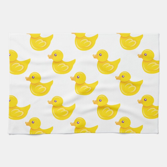 Yellow and White Rubber Duck, Ducky Tea Towel (Horizontal)