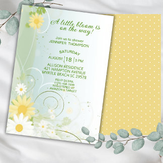 Yellow and White Spring Flowers Baby Shower   Invitation