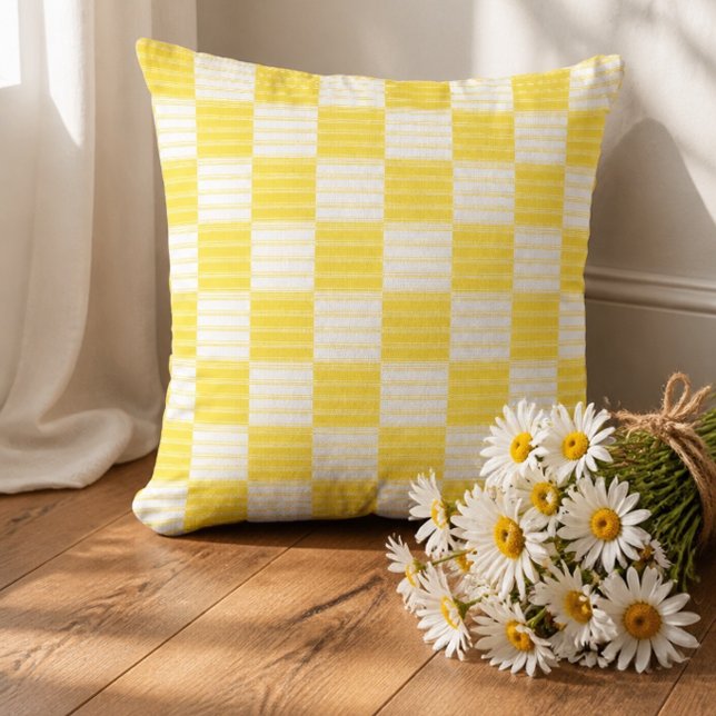 Yellow and White Striped Patchwork Cushion (Creator Uploaded)