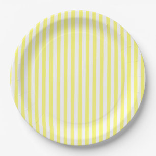 Yellow and White Striped Personalised Paper Plate