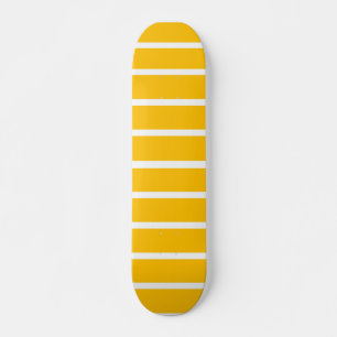 Yellow and White Stripes Design Skateboard