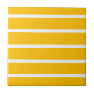 Yellow and White Stripes Design Tile