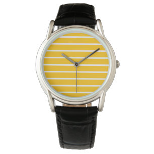 Yellow and White Stripes Design Watch
