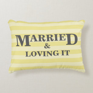 Yellow and White Stripes Personalised Couples Decorative Cushion