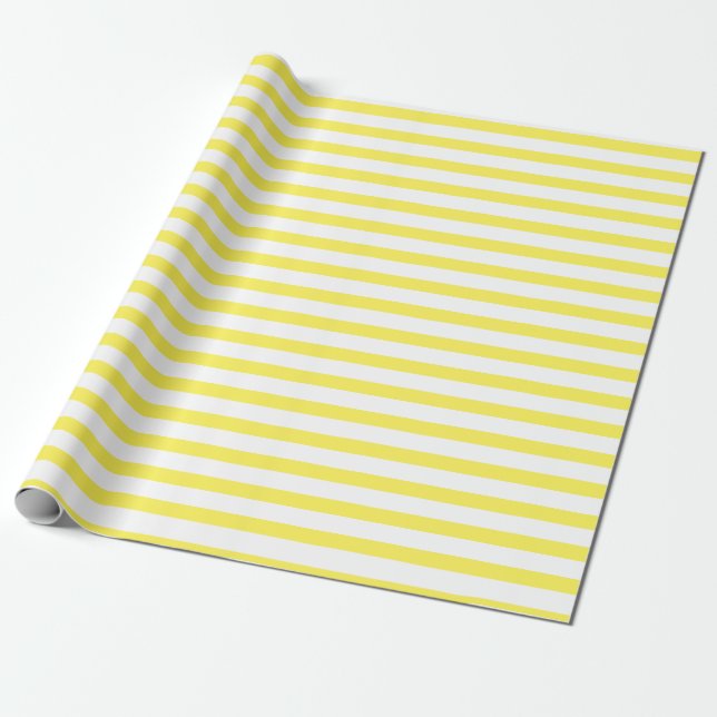 Yellow and White Stripes Wrapping Paper (Unrolled)