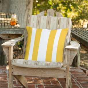 Yellow And White Summer Stripes Cushion