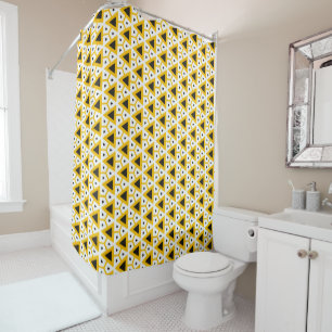 Yellow and White Triangle Pattern  Shower Curtain