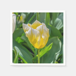 Yellow and white tulip napkin